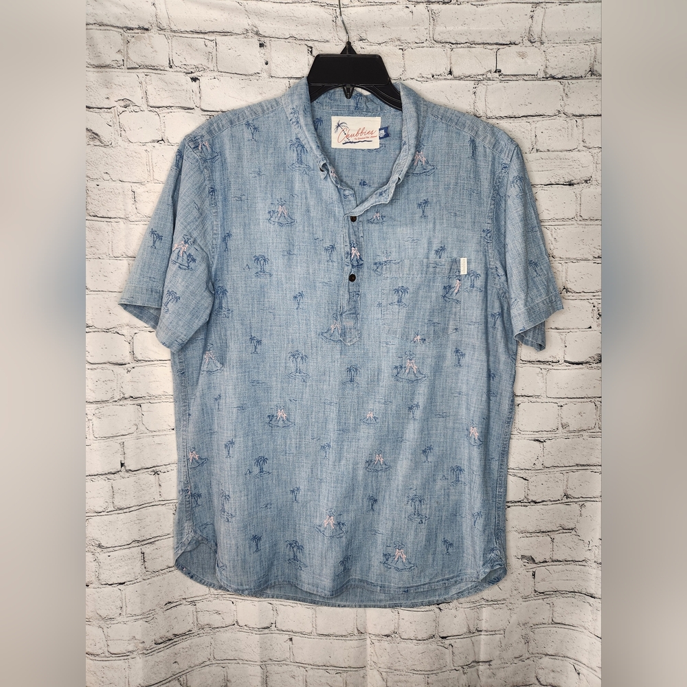 Chubbies Mens‎ Volcano Palm Tree Pattern Pocket Shirt Size Large
